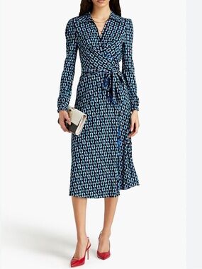 New Diane Von Furstenberg DVF Phoenix Reversible Wrap Dress Sz M